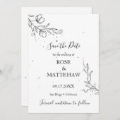 Bloeiende tak en inktdruppels Save the Date Kaart (Voorkant / Achterkant)