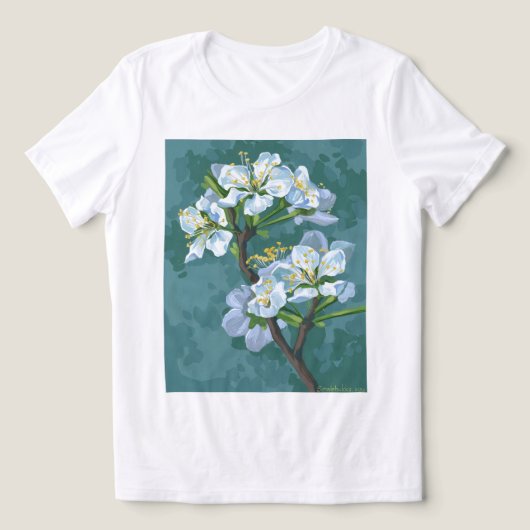 Bloeiende tak van de appelboom Tri-Blend shirt (Design voorkant)