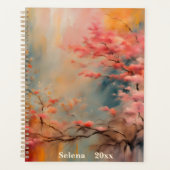 Bloeiende tak Wabi-Sabi in roze en Sinaasappel Planner (Voorkant)