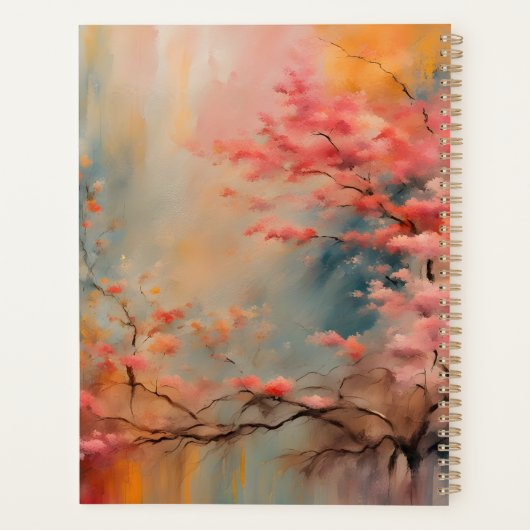 Bloeiende tak Wabi-Sabi in roze en Sinaasappel Planner (Achterkant)