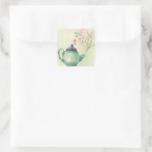 Bloeiende Theepot Vierkante Sticker (Tas)