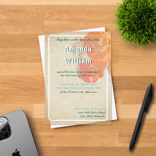 Bloeiende tijdloze romantische prachtige bruiloft acryl uitnodigingen (Insitu (Uitnodiging))