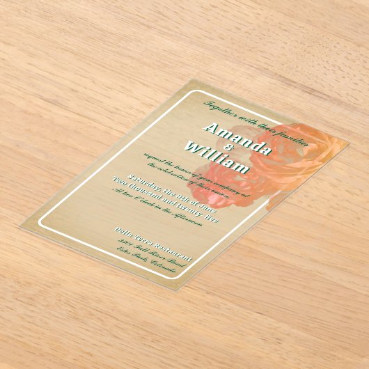 Bloeiende tijdloze romantische prachtige bruiloft acryl uitnodigingen (Laagn)