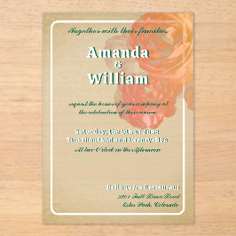 Bloeiende tijdloze romantische prachtige bruiloft acryl uitnodigingen