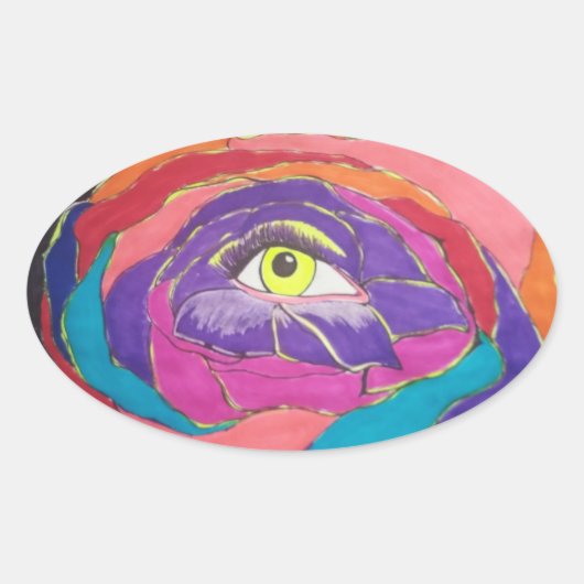 bloeiende topkwaliteit ovale sticker (Voorkant)