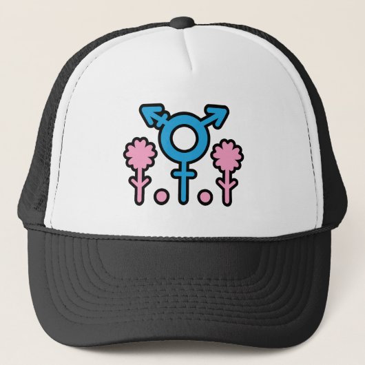 Bloeiende Trans Pride Symbool Trucker Hat Trucker Pet (Voorkant)