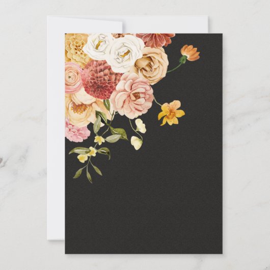 Bloeiende Tuin Bloemen Donker & Moody Bruiloft Inv Kaart (Achterkant)