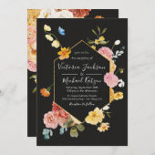 Bloeiende Tuin Bloemen Donker & Moody Bruiloft Inv Kaart (Voorkant / Achterkant)