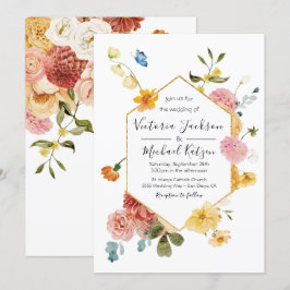 Bloeiende Tuin Bloemen Licht & Luchtige Bruiloft Kaart