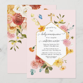 Bloeiende Tuin Bloemenlicht & Luchtige 1e Communie Kaart