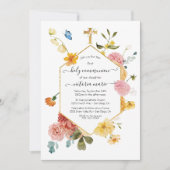 Bloeiende Tuin Bloemenlicht & Luchtige 1e Communie Kaart (Voorkant)