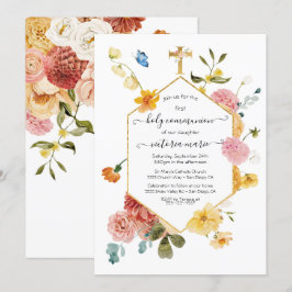 Bloeiende Tuin Bloemenlicht & Luchtige 1e Communie Kaart