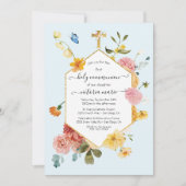 Bloeiende Tuin Bloemenlicht & Luchtige 1e Communie Kaart (Voorkant)