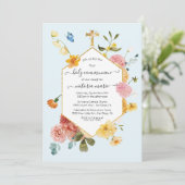 Bloeiende Tuin Bloemenlicht & Luchtige 1e Communie Kaart (Staand voorkant)