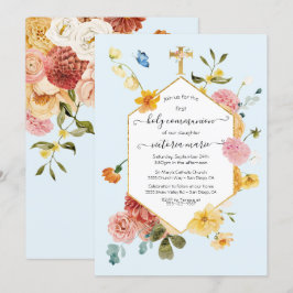 Bloeiende Tuin Bloemenlicht & Luchtige 1e Communie Kaart