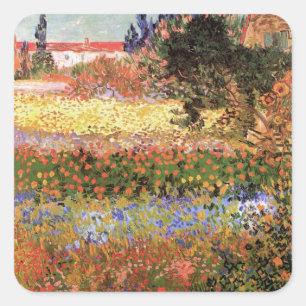Bloeiende tuin door Vincent van Gogh Vierkante Sticker