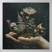 Bloeiende tuin in Hand Poster (Voorkant)