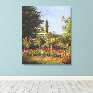 Bloeiende tuin in Sainte Adresse door Claude Monet Canvas Afdruk