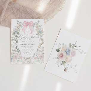Bloeiende Tuin Strik Pastel Baby Shower Kaart