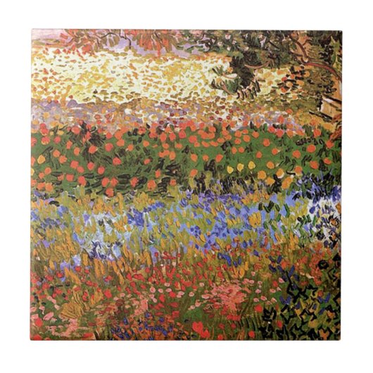 Bloeiende tuin, Vincent van Gogh. Tegeltje (Voorkant)