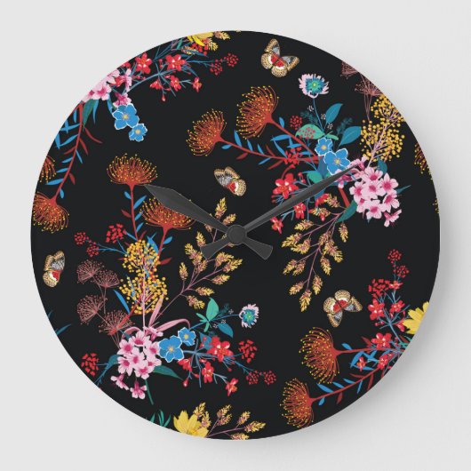 Bloeiende Tuin Vlinders Vrijheidsstijl Grote Klok (Voorkant)