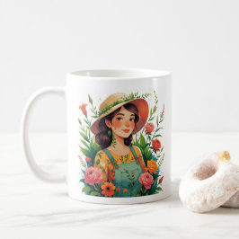 Bloeiende Tuinier - Dame Tuinier met Bloemen Koffiemok