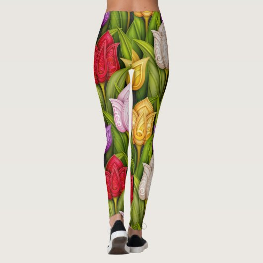 Bloeiende Tulpen Pop Mode Leggings 3 (Achterkant)