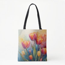 Bloeiende tulpen waterverf Tas