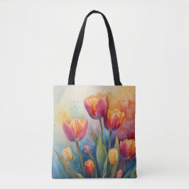 Bloeiende tulpen waterverf Tas