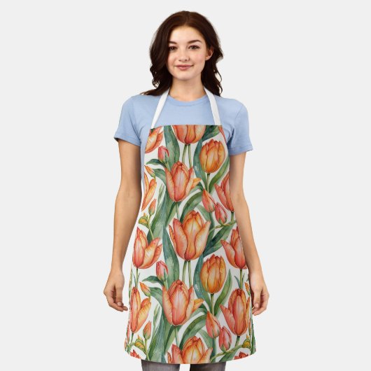 Bloeiende tulpenelegantie schort (Gedragen)
