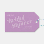 Bloeiende Typografie Lavendel Lila Bruidsmeisjesho Cadeaulabel (Voorkant (Horizontaal))