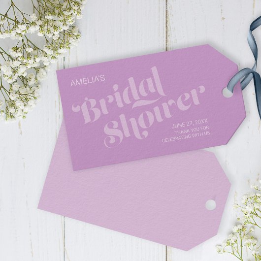 Bloeiende Typografie Lavendel Lila Bruidsmeisjesho Cadeaulabel