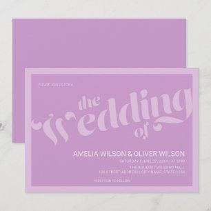 Bloeiende Typografie Lavendel Lila Bruiloft Kaart
