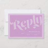 Bloeiende Typografie Lavendel Lila Bruiloft RSVP (Voorkant)