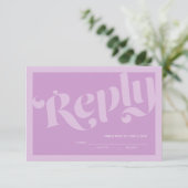 Bloeiende Typografie Lavendel Lila Bruiloft RSVP (Staand voorkant)