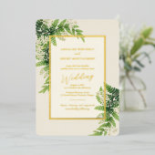 Bloeiende varens bruiloft folie uitnodiging (Staand Voorkant)