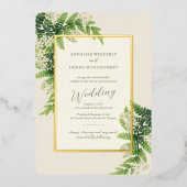 Bloeiende varens bruiloft folie uitnodiging (Voorkant)