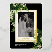 Bloeiende Varens Bruiloft Jubileum Foto Folie Uitnodiging (Voorkant)