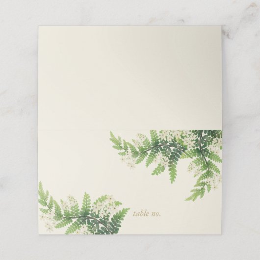 Bloeiende varens bruiloft plaatskaartje (Buitenkant ongevouwen)