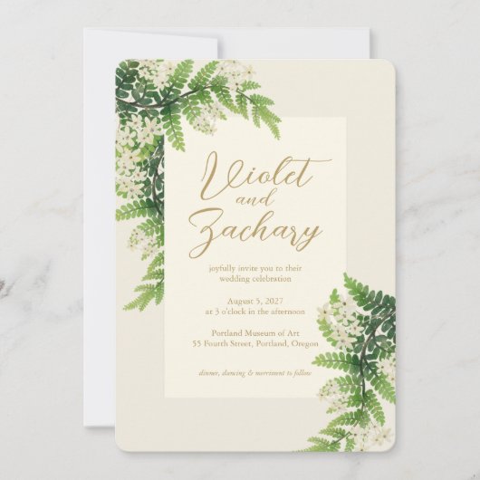 Bloeiende varens bruiloft uitnodiging 3 (Voorkant)