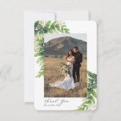 Bloeiende varens foto dank u bruiloft bedankkaart (Voorkant)