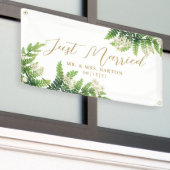 Bloeiende varens net getrouwd auto banner (Buitenkant Gebouw)