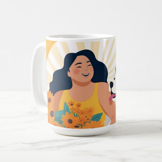 Bloeiende veerkracht en vreugde, Vrouw & Reddingsh Koffiemok (Voorkant links)