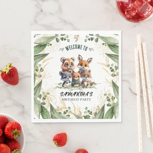 Bloeiende Verjaardag Bash: Vlinders & Beren Servet (Insitu)