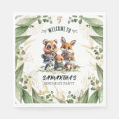 Bloeiende Verjaardag Bash: Vlinders & Beren Servet (Voorkant)