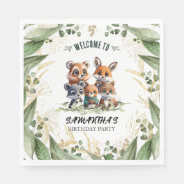 Bloeiende Verjaardag Bash: Vlinders & Beren Servet