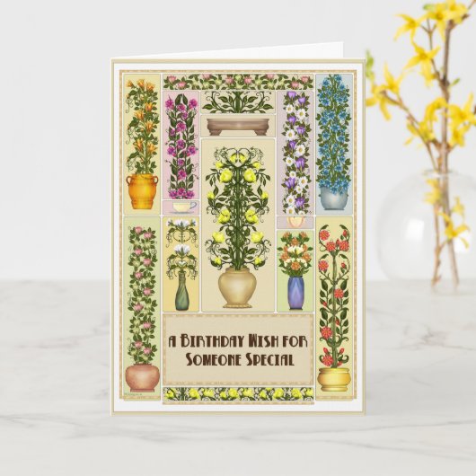 Bloeiende Verjaardag Kaart (Gele Bloem)