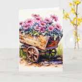 Bloeiende vers geplukte Aster Flower Art Kaart (Gele Bloem)