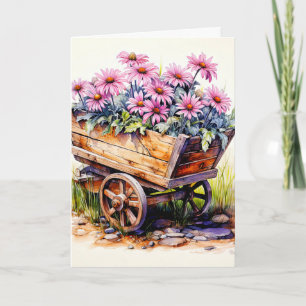 Bloeiende vers geplukte Aster Flower Art Kaart