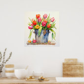 Bloeiende vers geplukte tulpen poster (Keuken)
